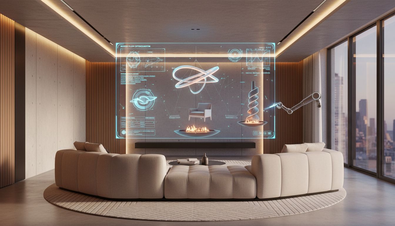 AI interior design transformation showing a living room before and after AI redesign