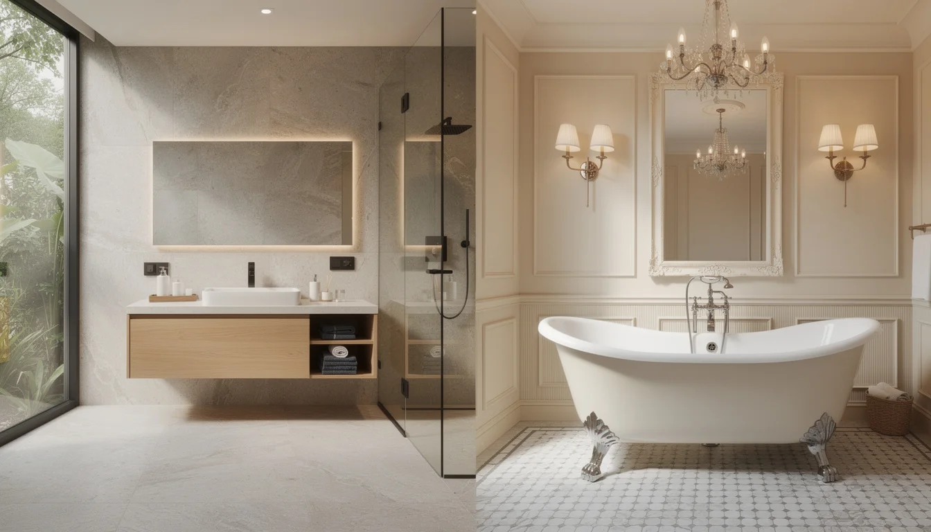 Comparison of bathroom tile styles