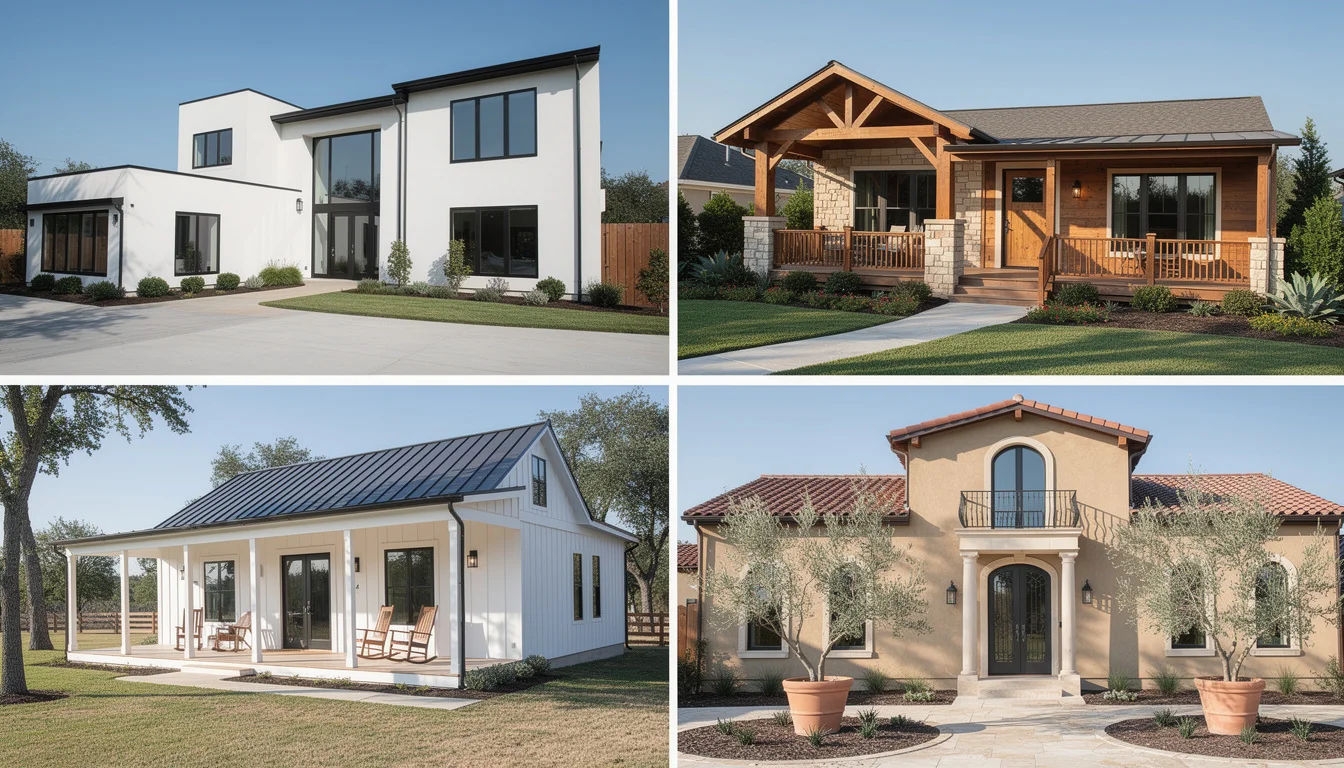 Exterior facade architectural styles comparison generated with Deqor AI