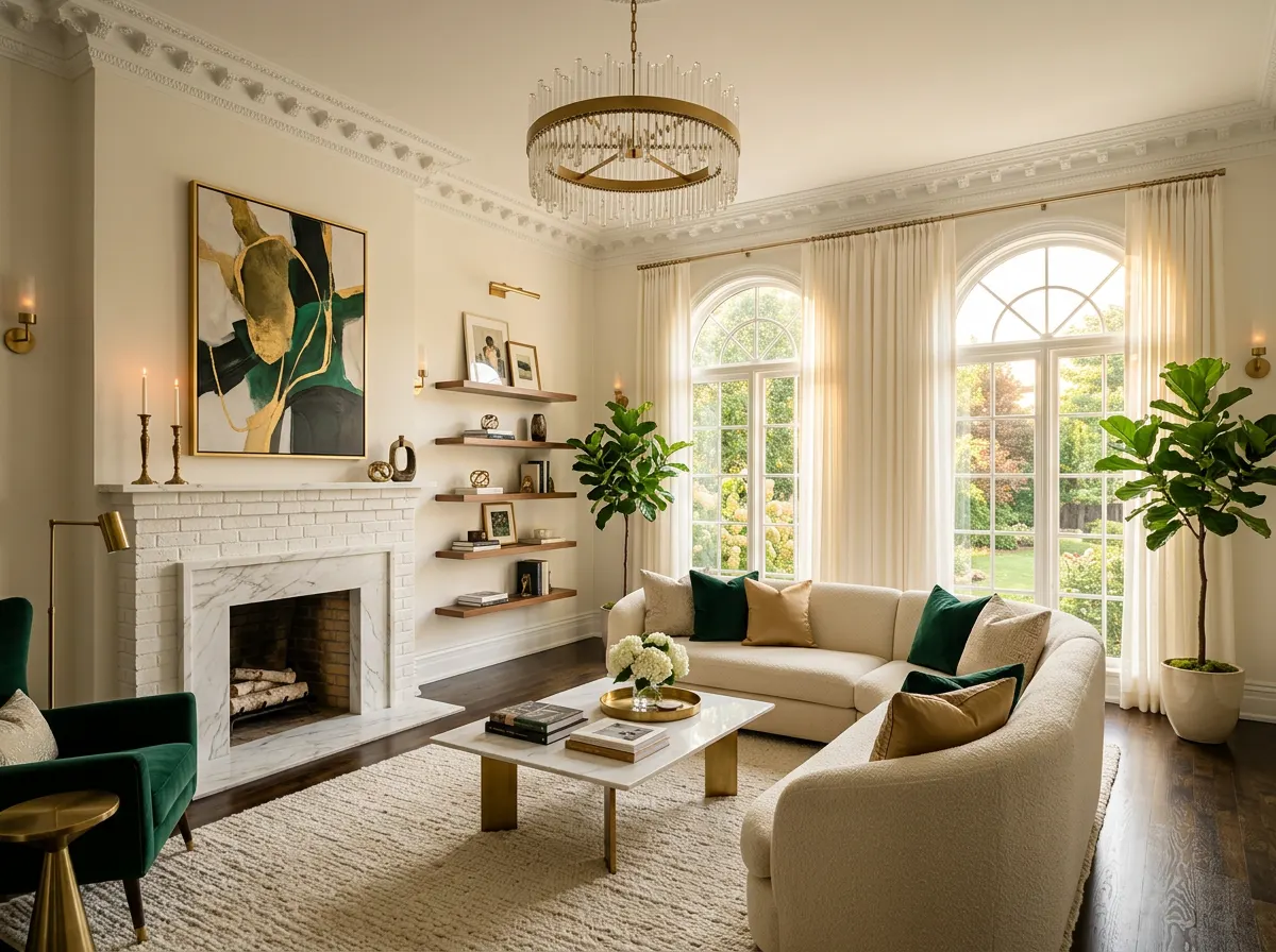 After - empty living room transformed with AI virtual staging by Deqor