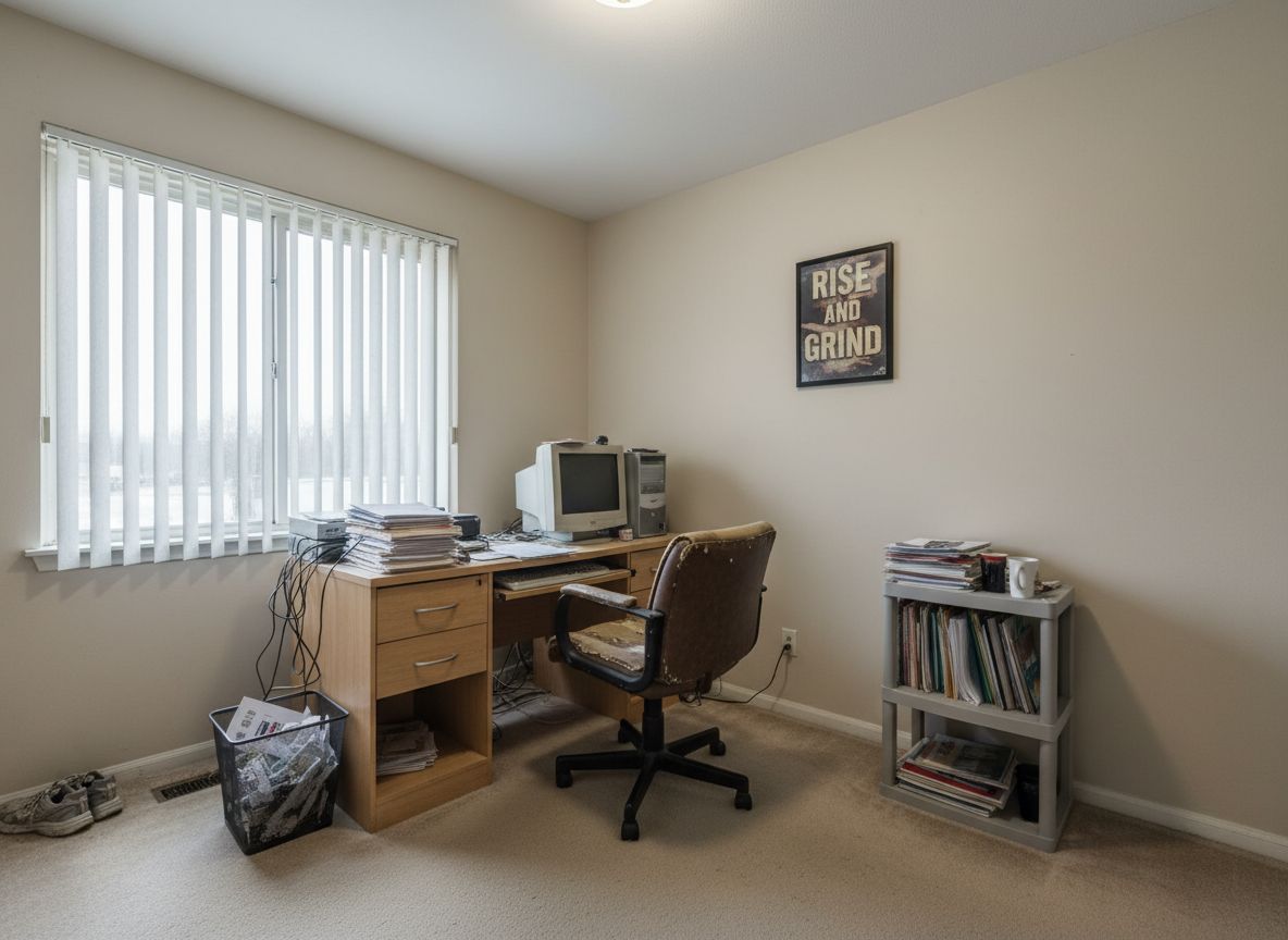 Deqor AI home office transformation - before photo of bare home office space