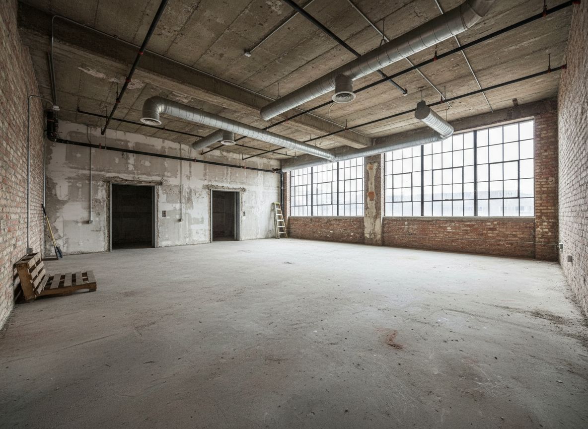 Deqor AI industrial loft transformation - before photo of unfinished loft space