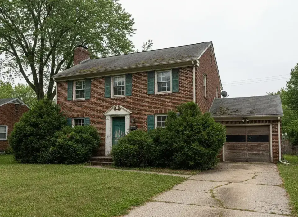 Deqor AI exterior transformation - before photo of colonial home