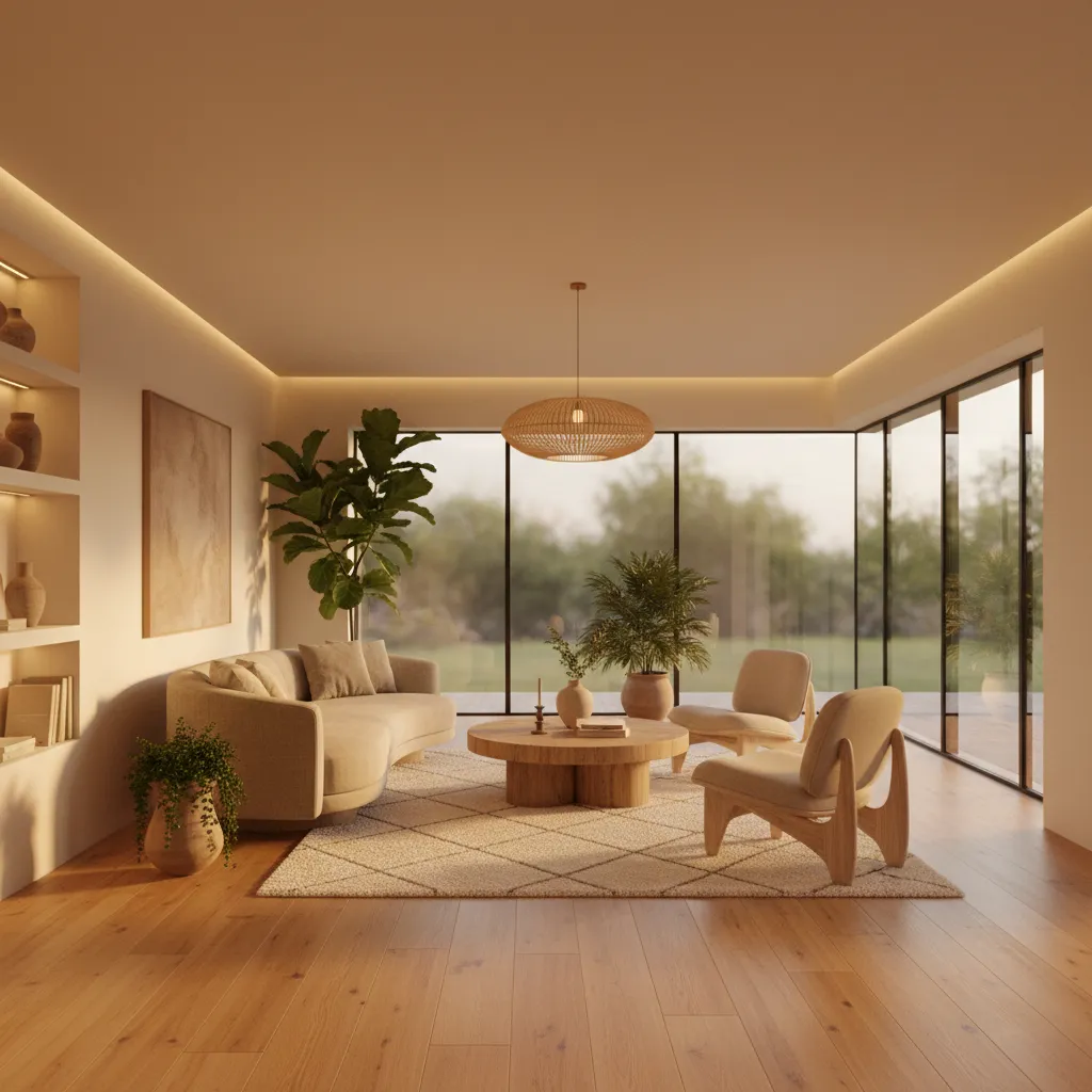 Beautiful Japandi-style interior design transformation by Deqor AI Chat Design