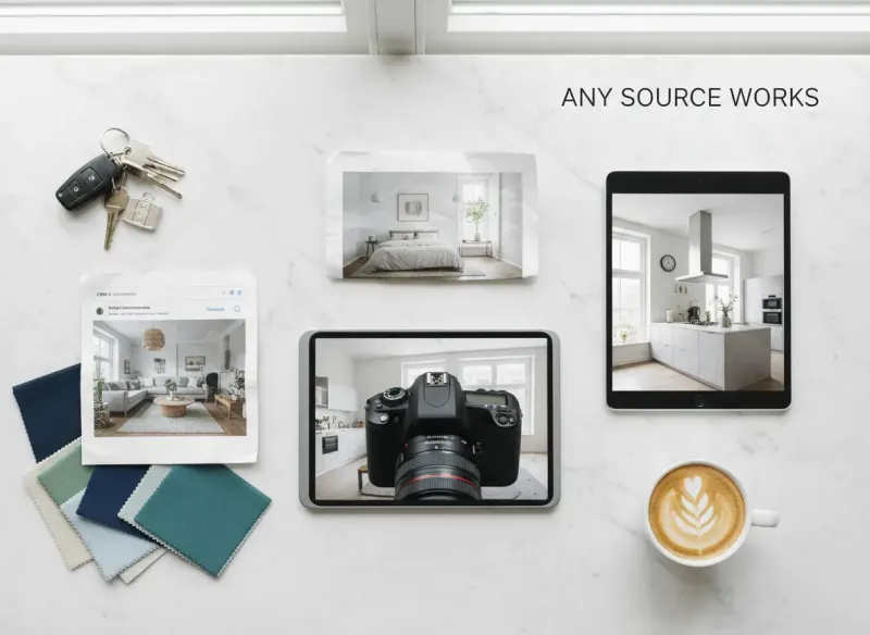 Deqor Smart Upload accepts photos from phone, DSLR camera, and tablet - any device works