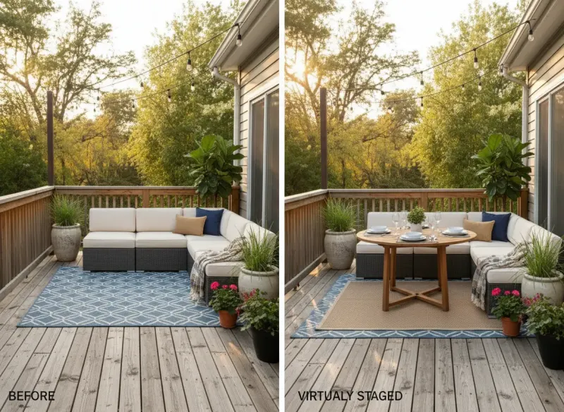 Outdoor Living - AI virtual staging transformation by Deqor AI