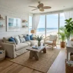 AI coastal & natural interior design style example by Deqor