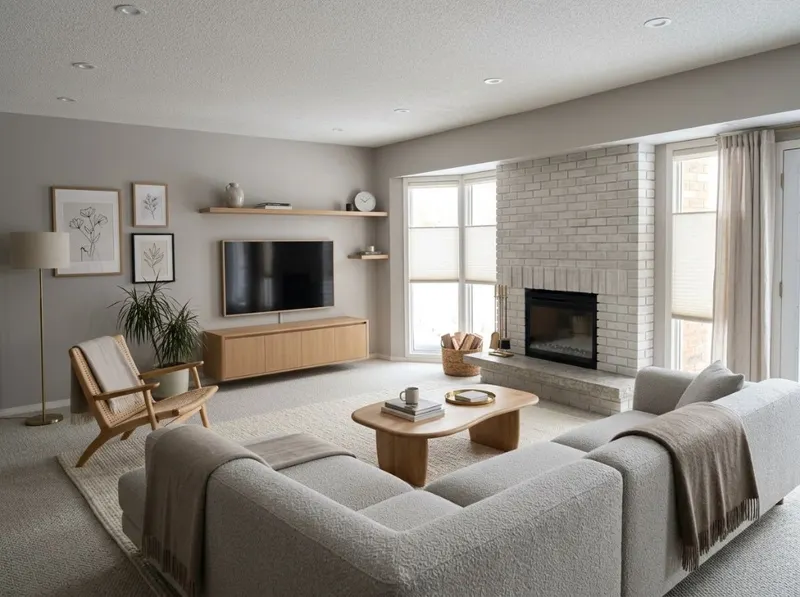 AI redesigned Nordic Living Room Redesign by Deqor